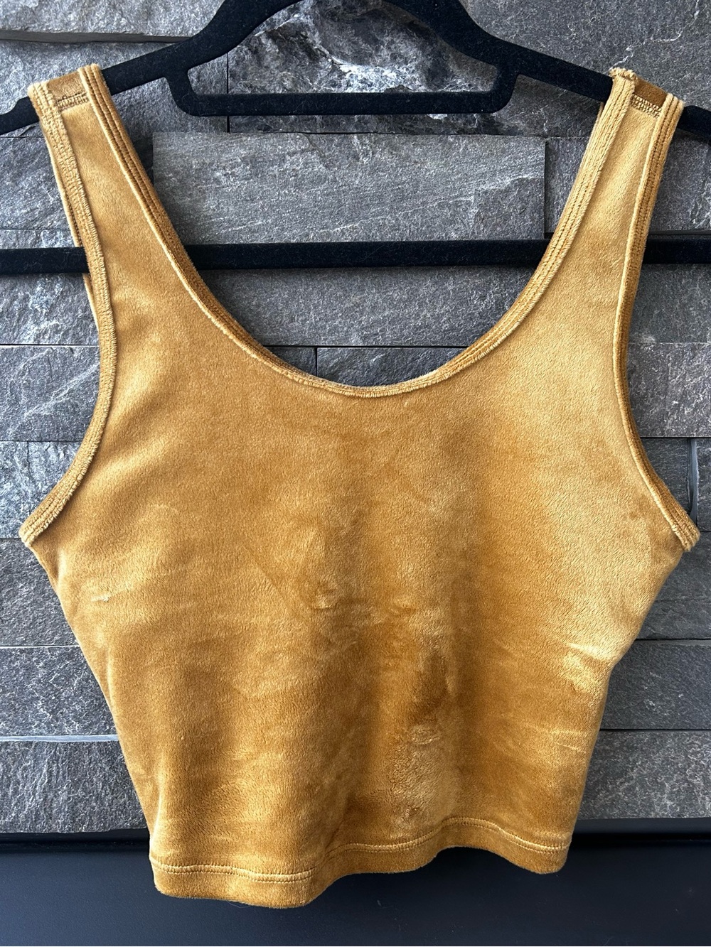 Offline by Aerie Velour Cropped Tank in Golden Honey